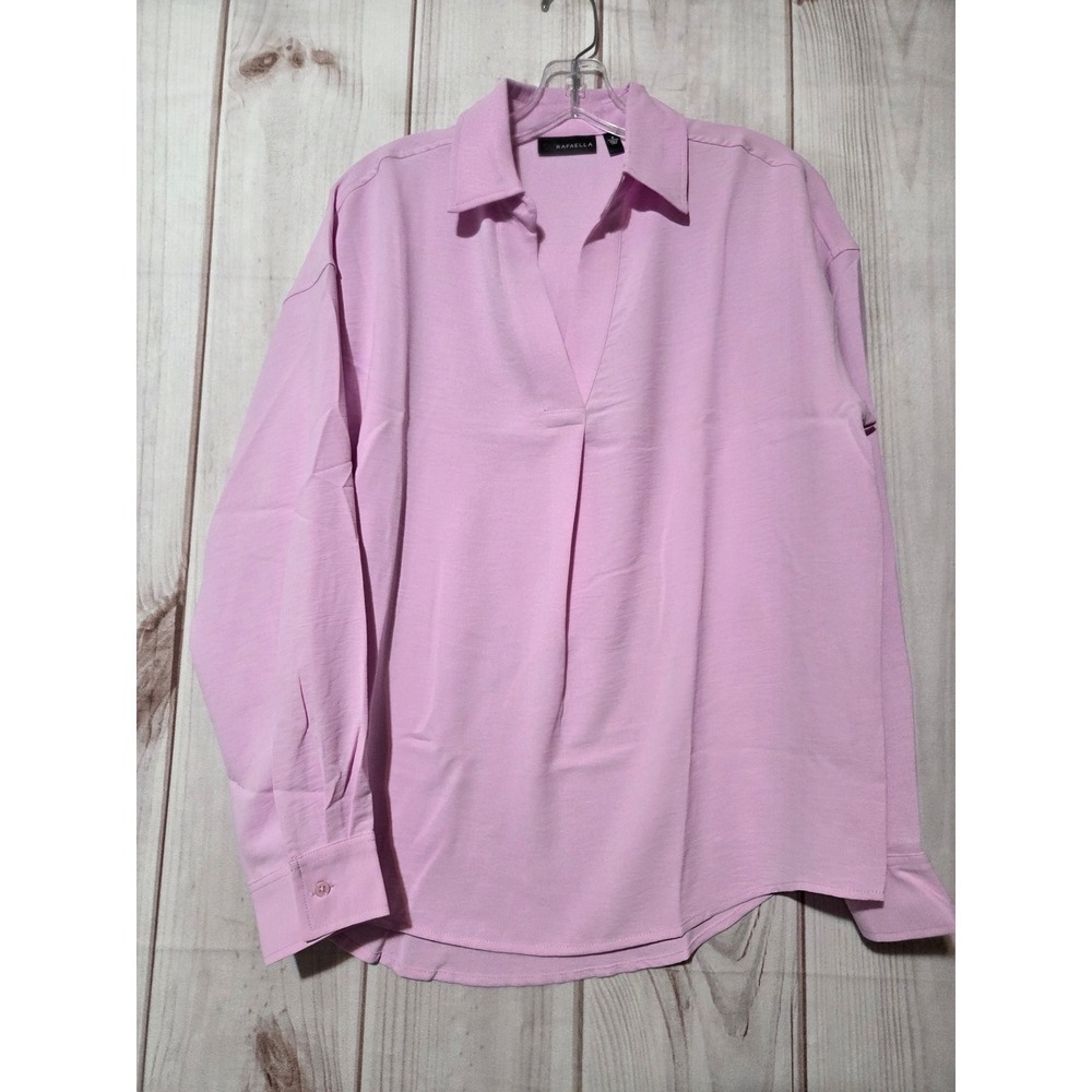 Rafaella Women's Lavender Long Sleeve V Neck Woven Top Size S